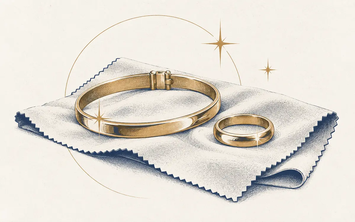 Illustration zur Reinigung und Aufarbeitung von Schmuck